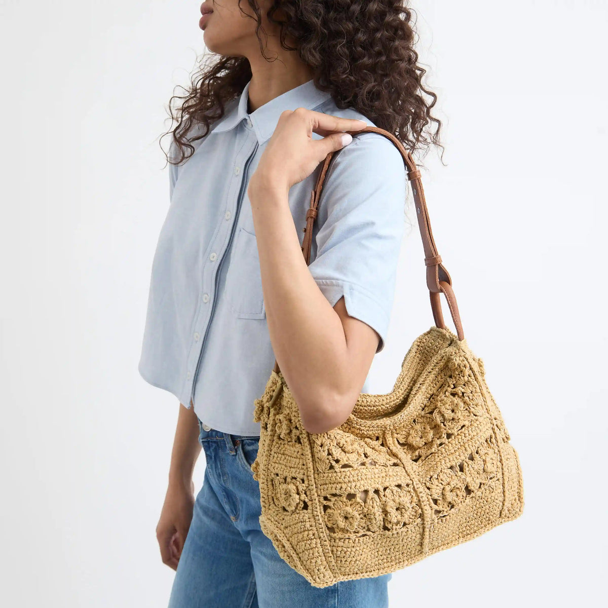 Los Feliz Hobo - Hand Crochet - Natural Tonal Flower