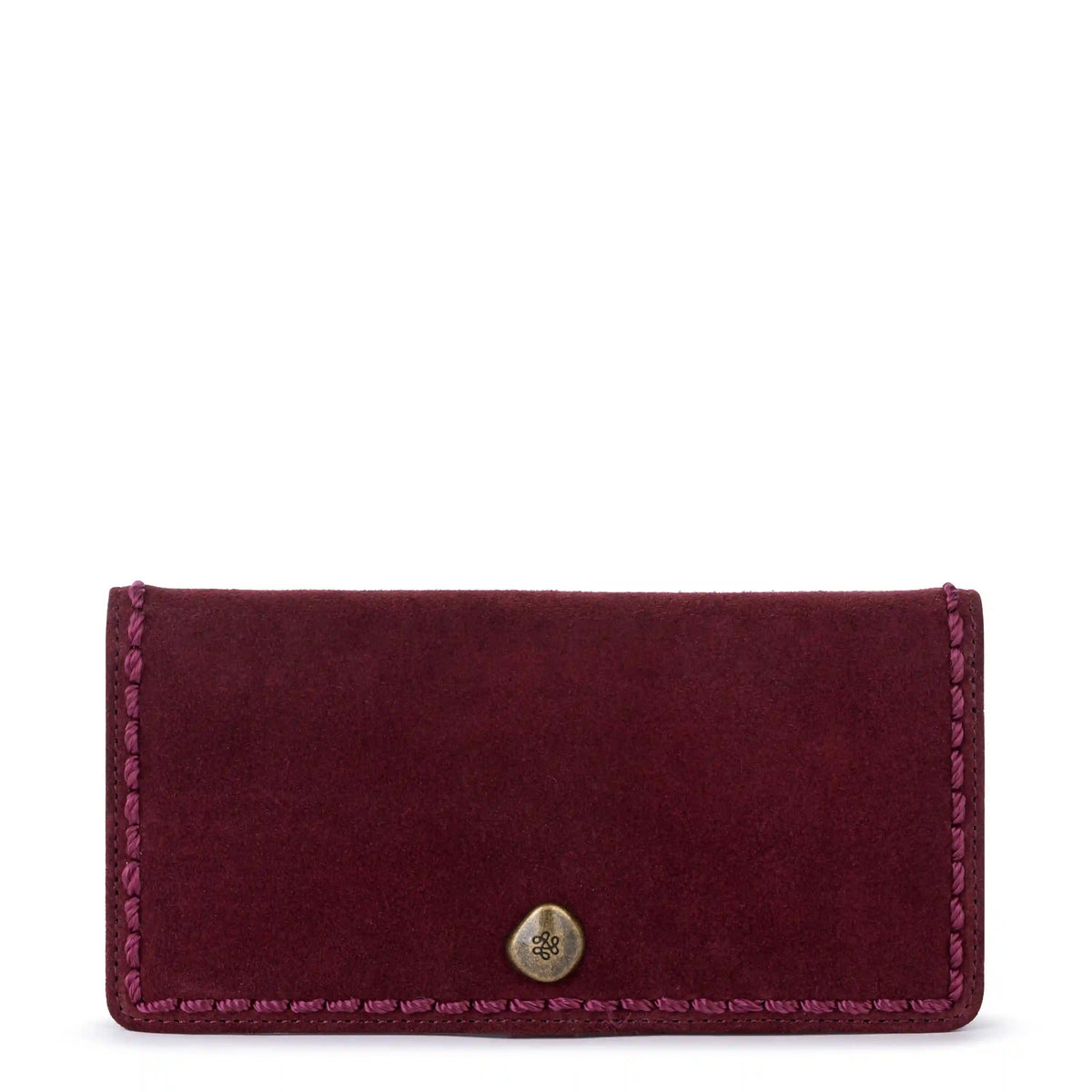 Mira Large Wallet - Leather - Black Cherry Suede