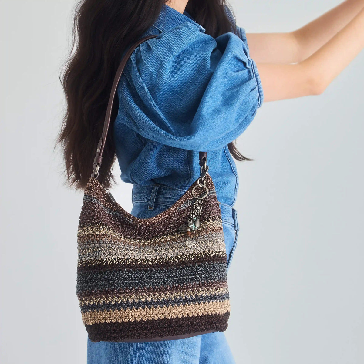 Sequoia Hobo - Hand Crochet - Aspen Stripe