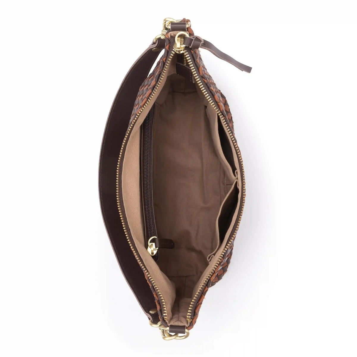 Juniper Small Hobo - Leather - Woven Mahogany Cognac