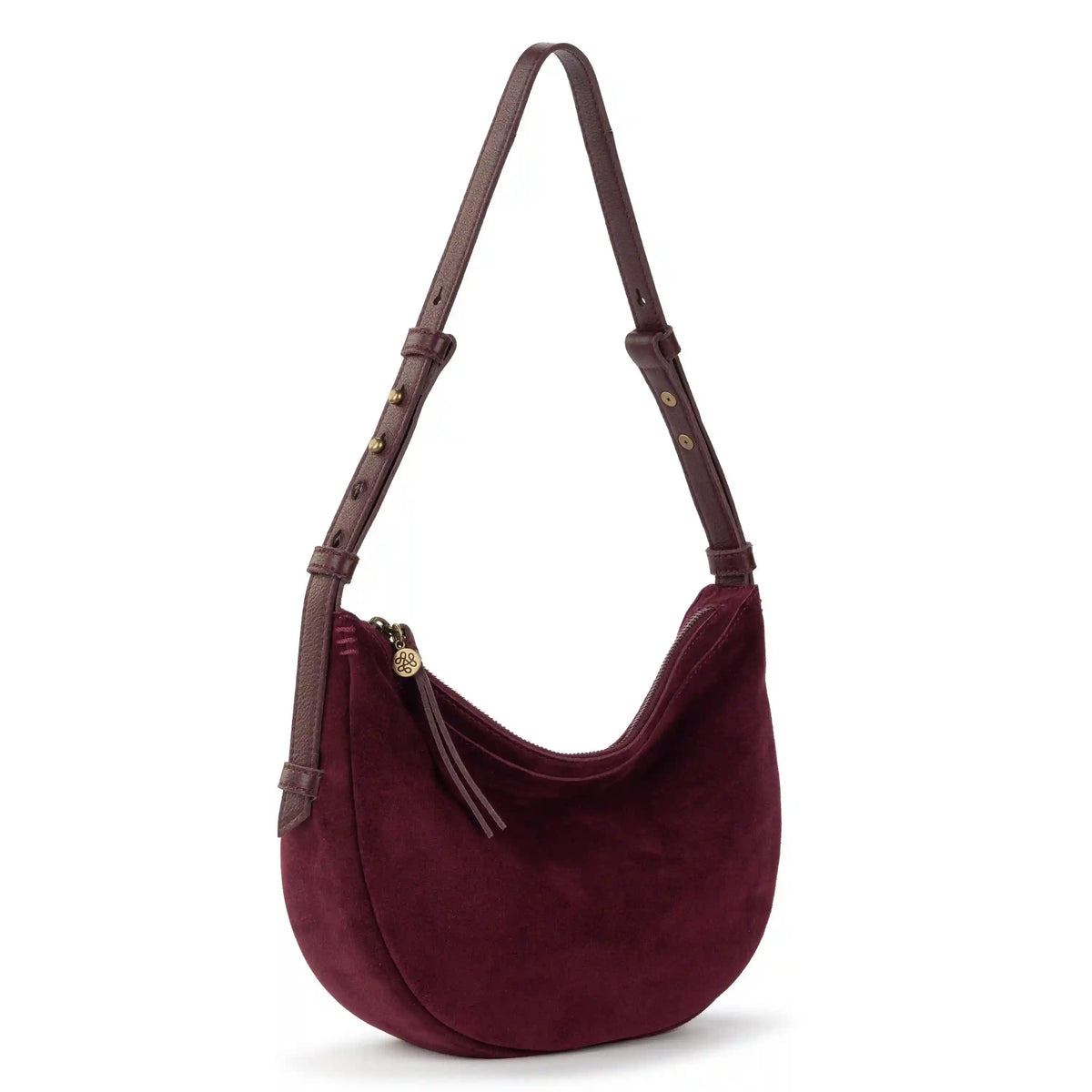 Tess Shoulder Bag - Leather - Black Cherry Suede
