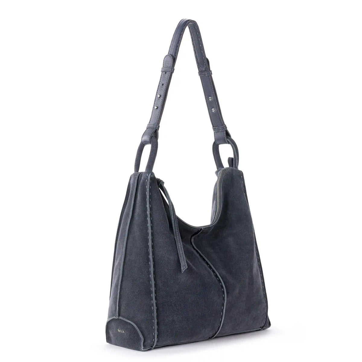 Los Feliz Bucket Hobo - Leather - Storm Grey Suede