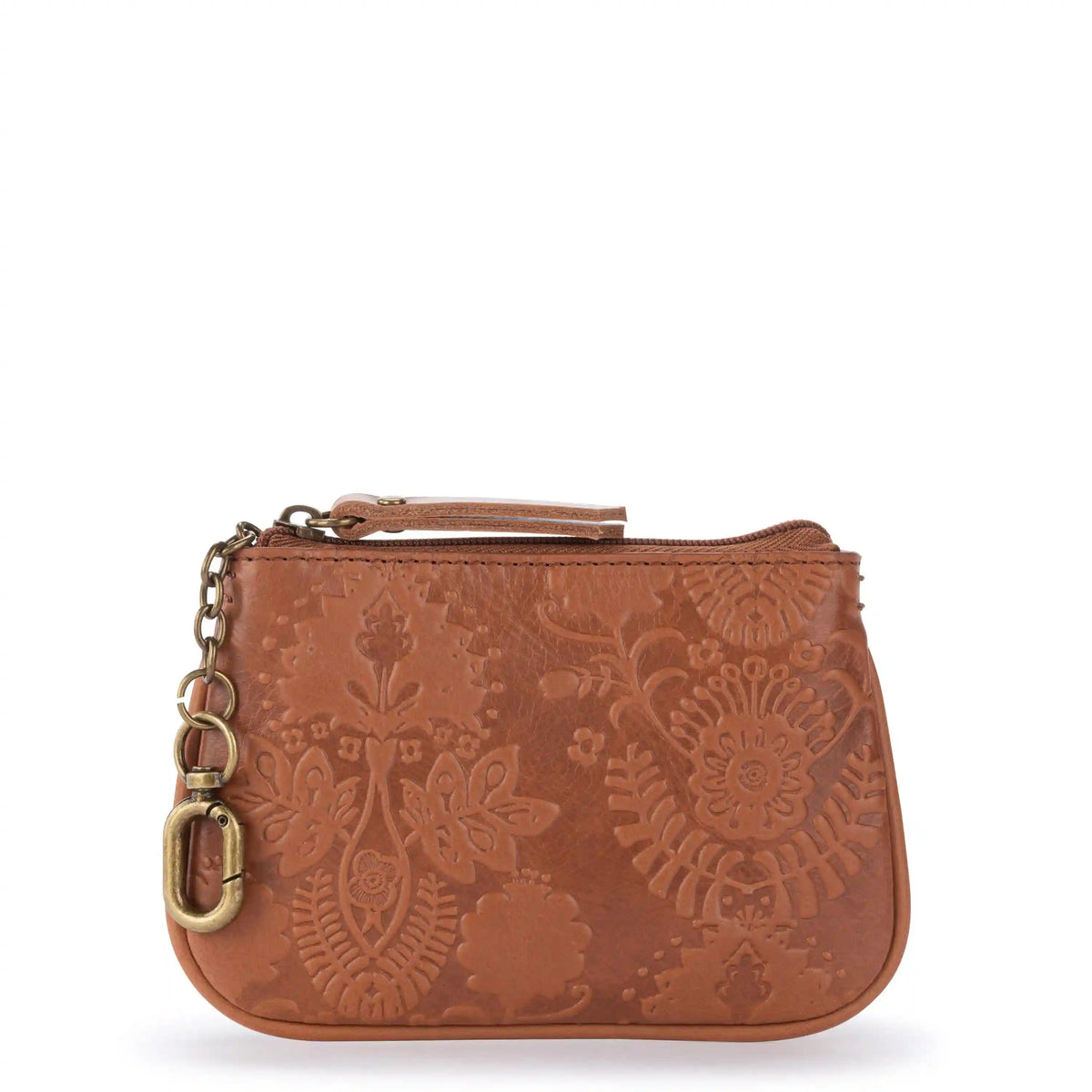Cypress Small Card Wallet - Leather - Tobacco Floral Embossed