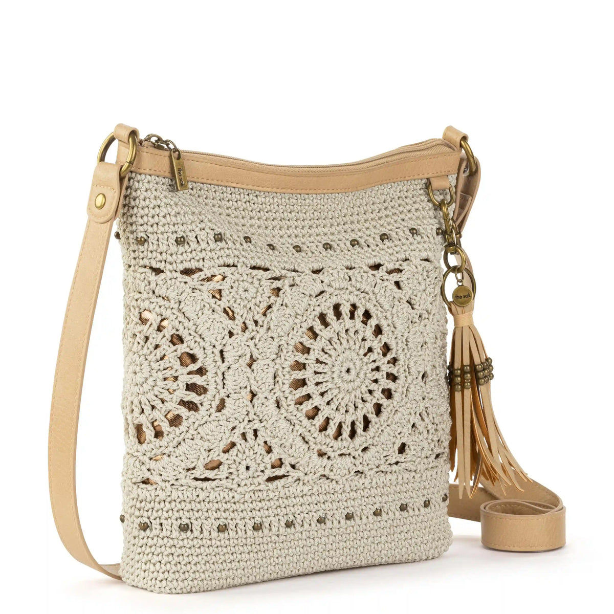 Lucia Crossbody - Hand Crochet - Natural Medallion