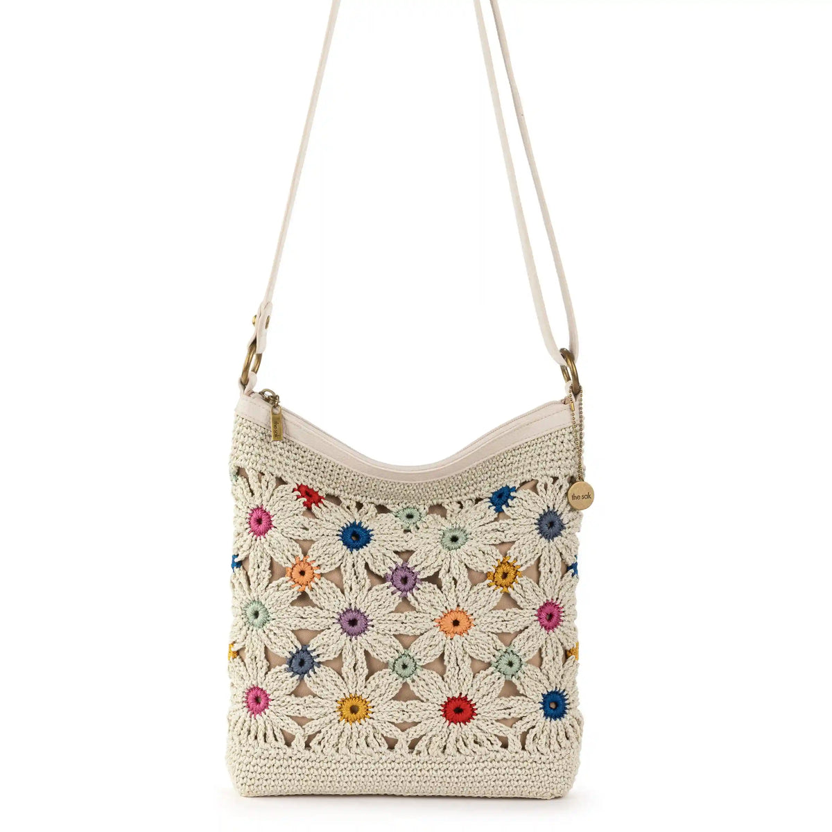 Lucia Crossbody - Hand Crochet - Natural Multi Flowers