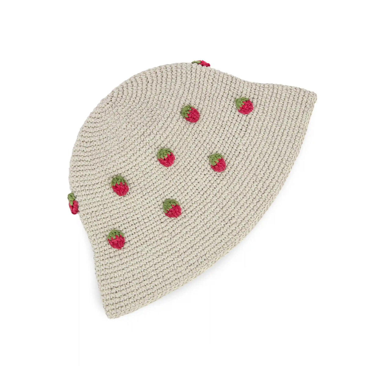 Lanie Bucket Hat - Hand Crochet - Natural Strawberries