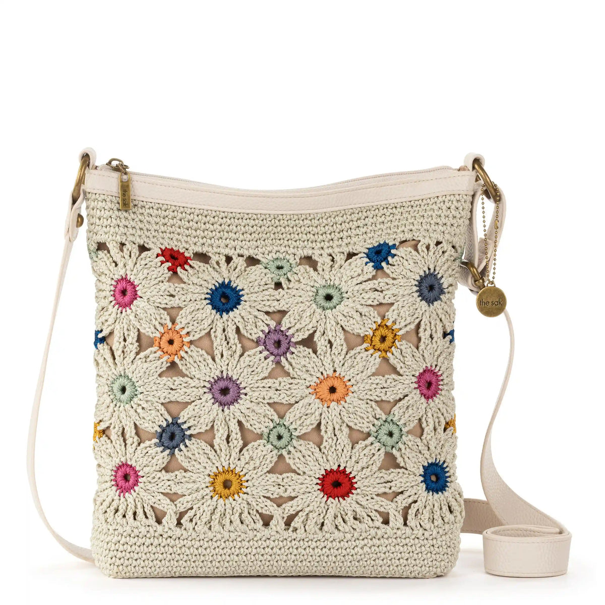 Lucia Crossbody - Hand Crochet - Natural Multi Flowers