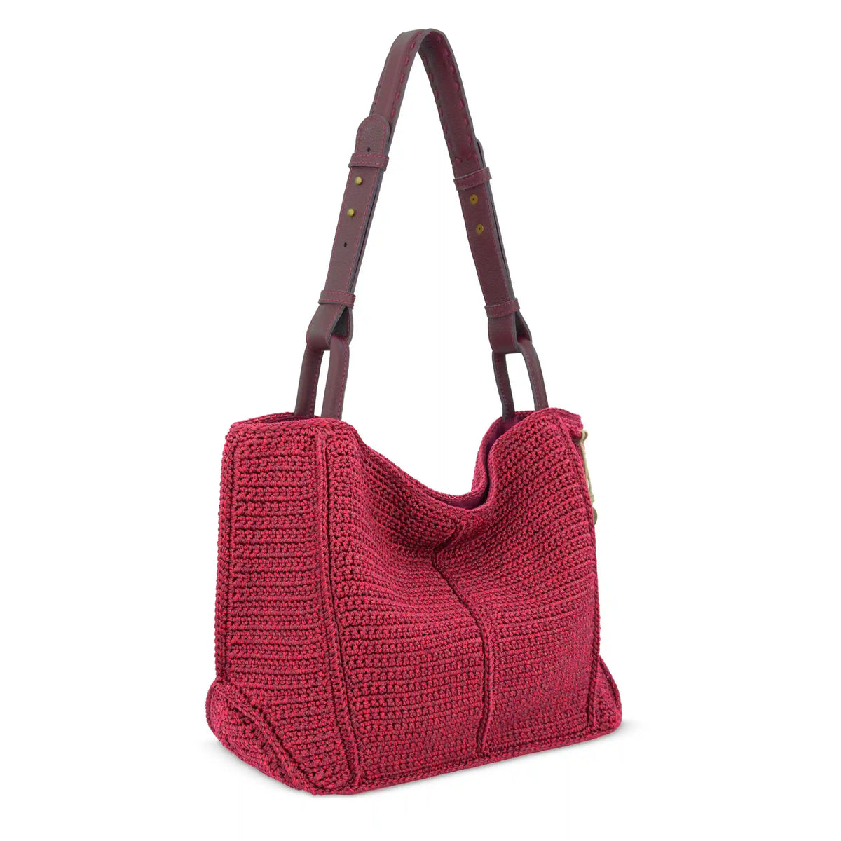 Los Feliz Medium Tote - Hand Crochet - Black Cherry Static