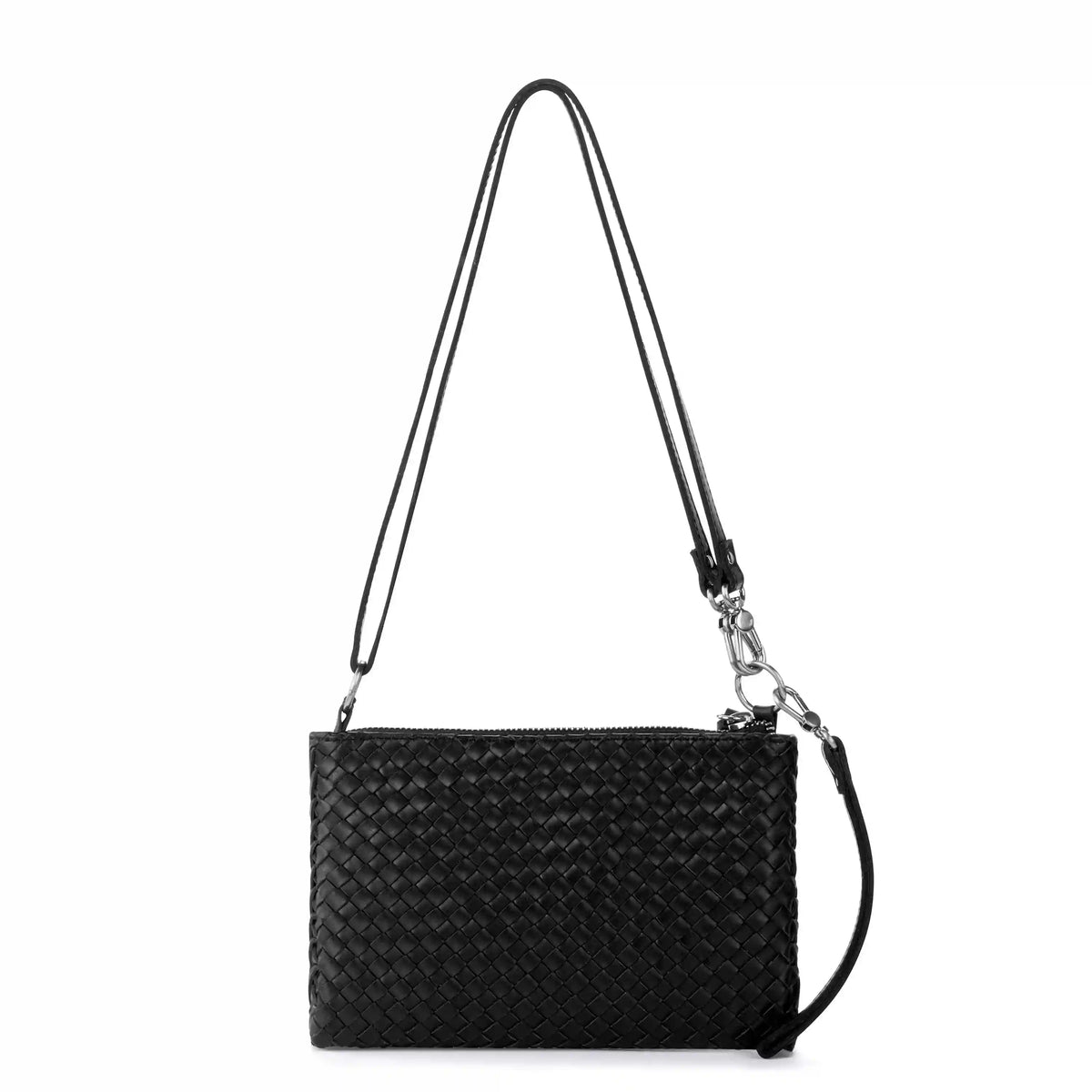 Vita Convertible Wristlet - Leather - Black Woven