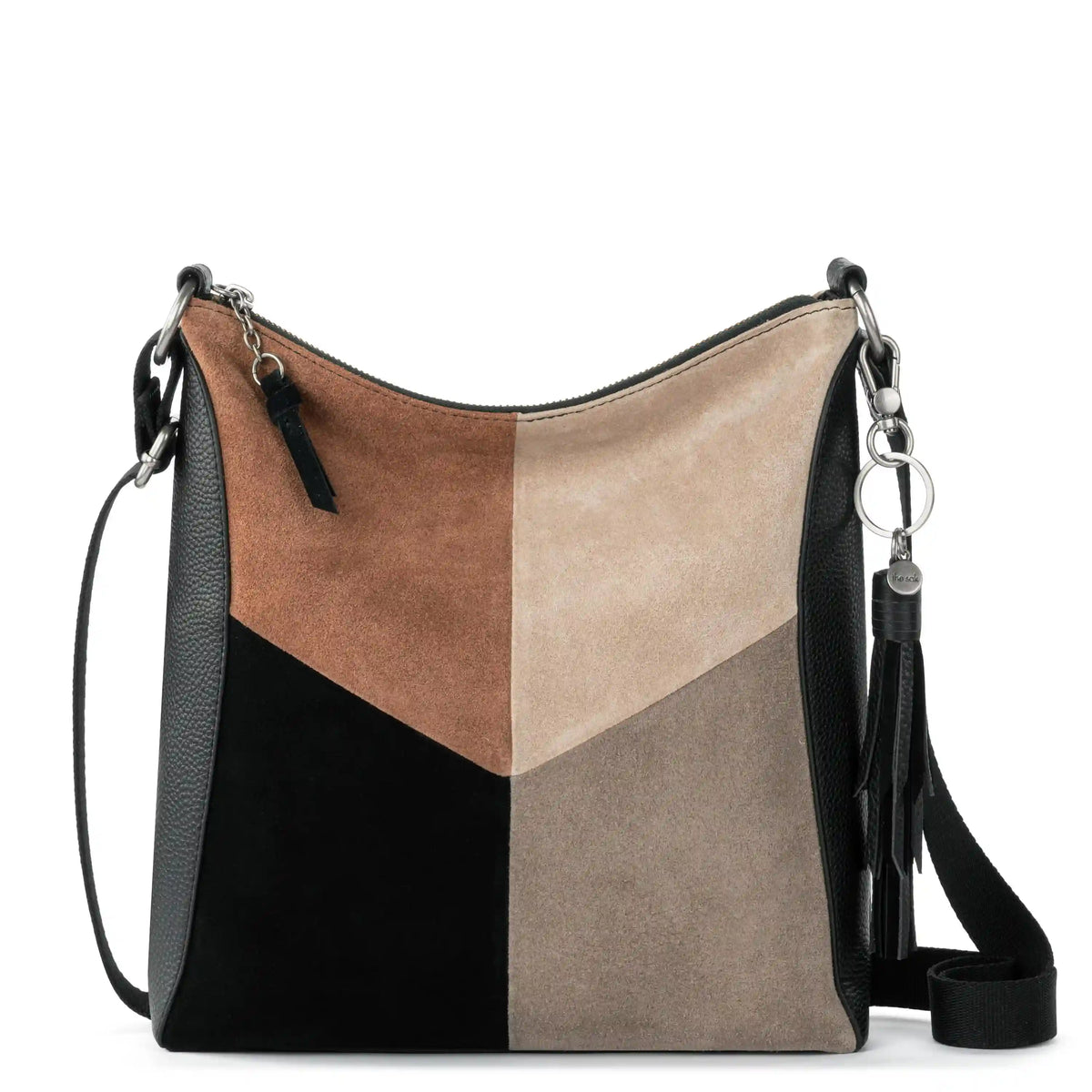 Lucia Crossbody - Leather - Neutral Suede Block