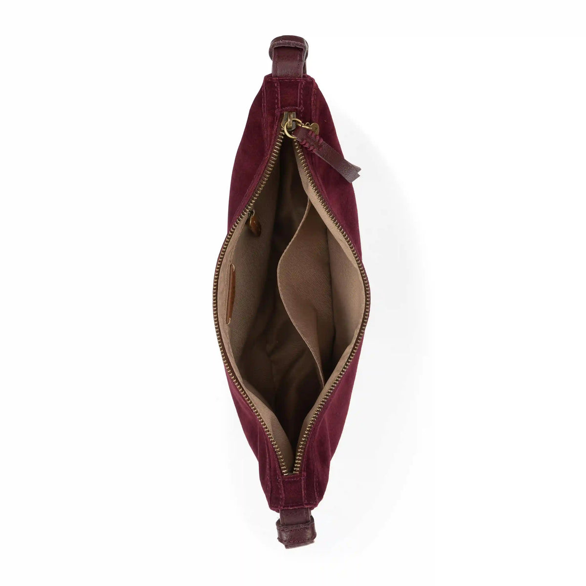 Tess Shoulder Bag - Leather - Black Cherry Suede