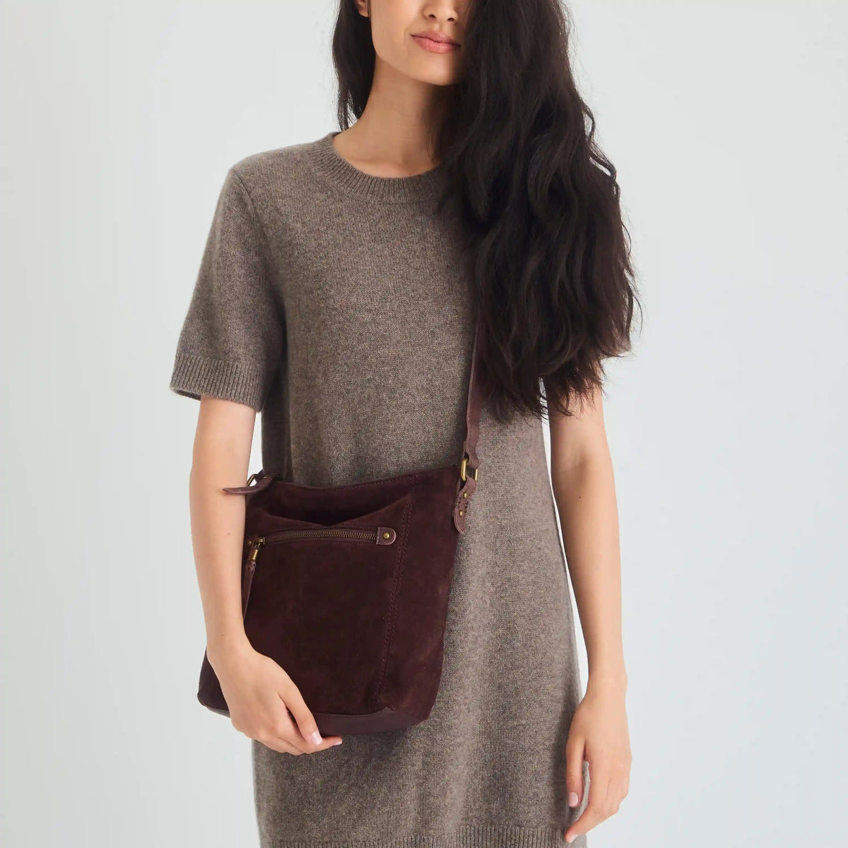 Ashland Crossbody - Leather - Mahogany Suede