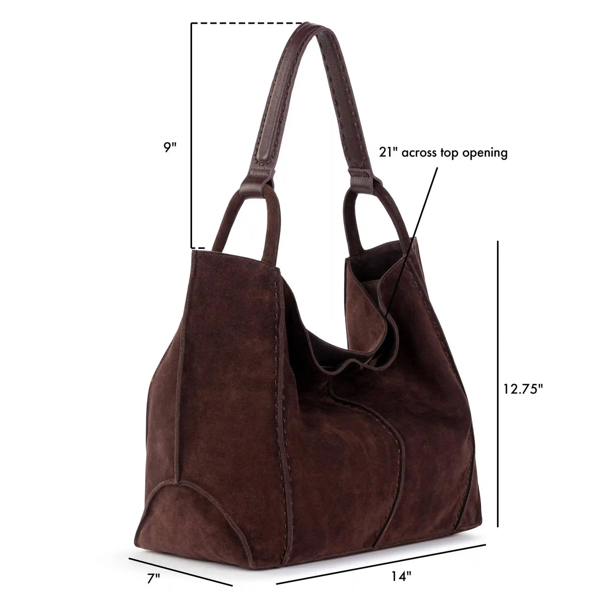 Los Feliz Large Tote - Leather - Mahogany Suede