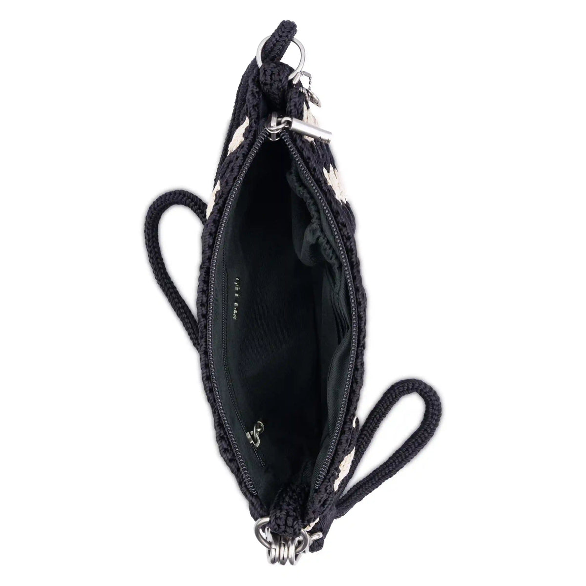 Vita Convertible Wristlet - Hand Crochet - Black Ecru Shell