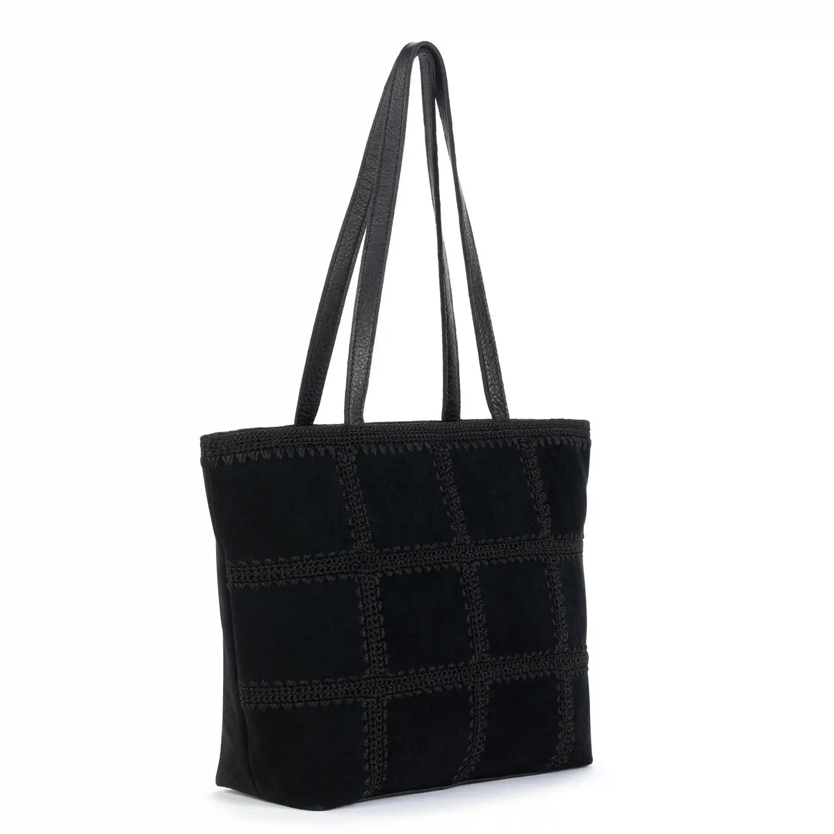 Metro Tote - Leather - Black Suede Patch
