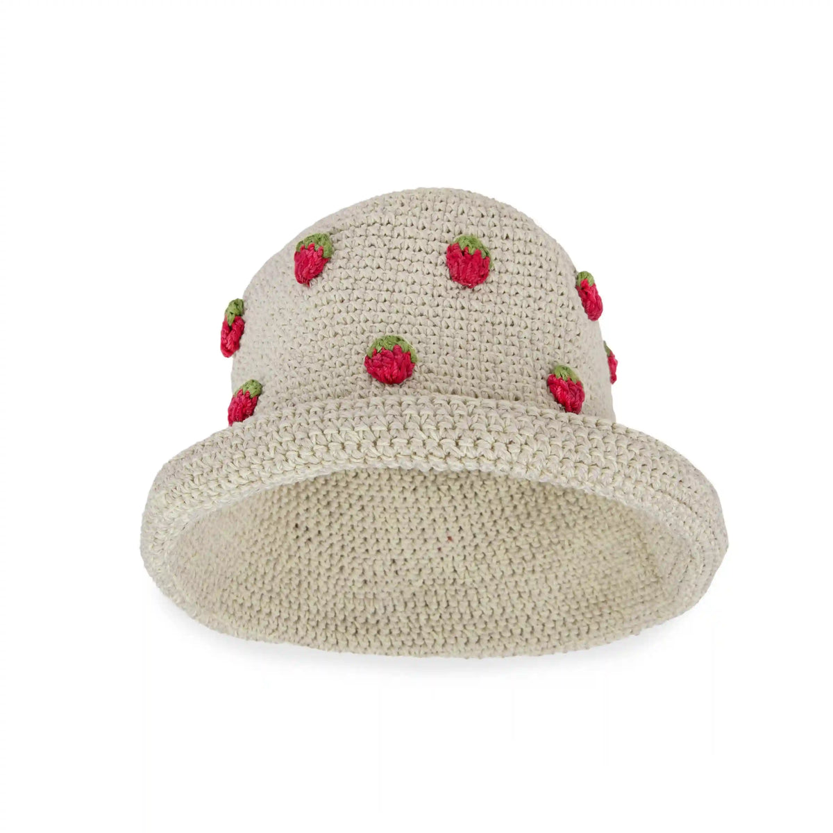 Lanie Bucket Hat - Hand Crochet - Natural Strawberries