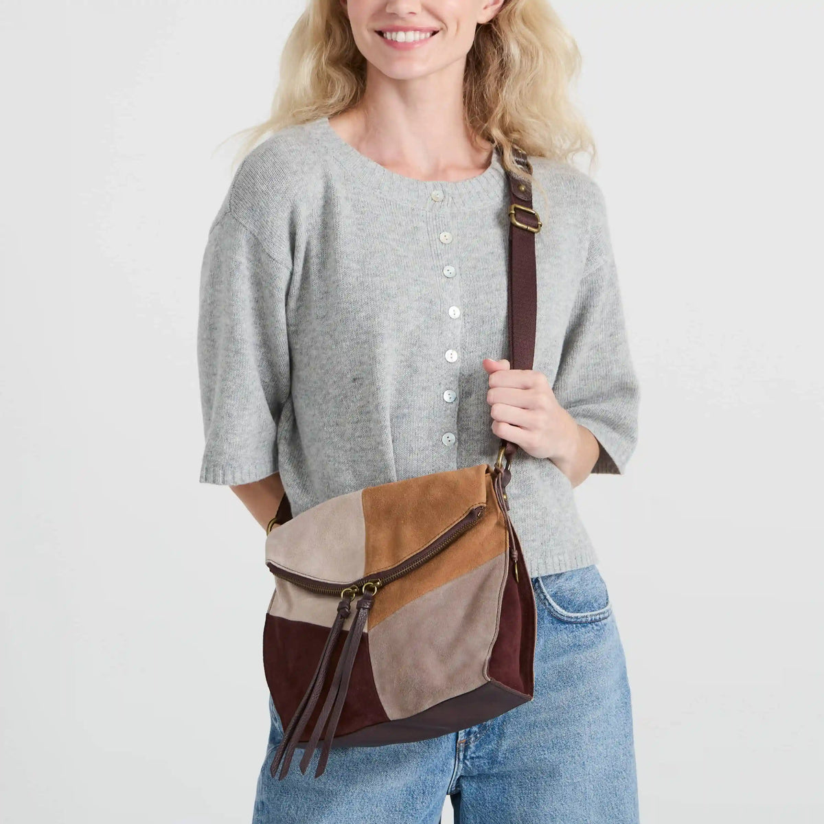 Silverlake Flap Crossbody - Leather - Mahogany Suede Block