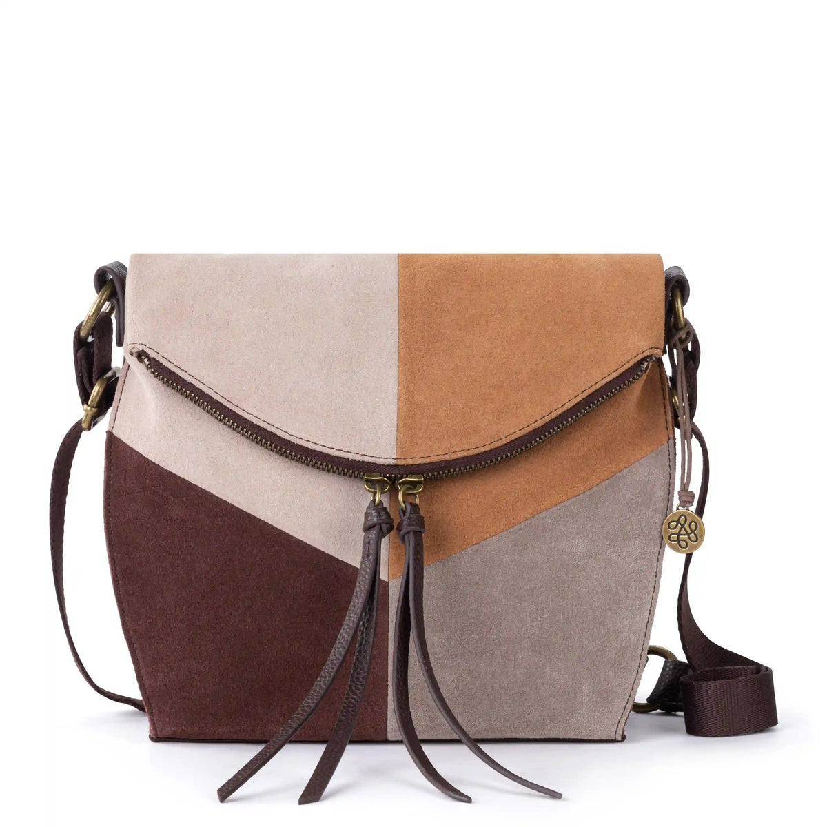 Silverlake Flap Crossbody - Leather - Mahogany Suede Block
