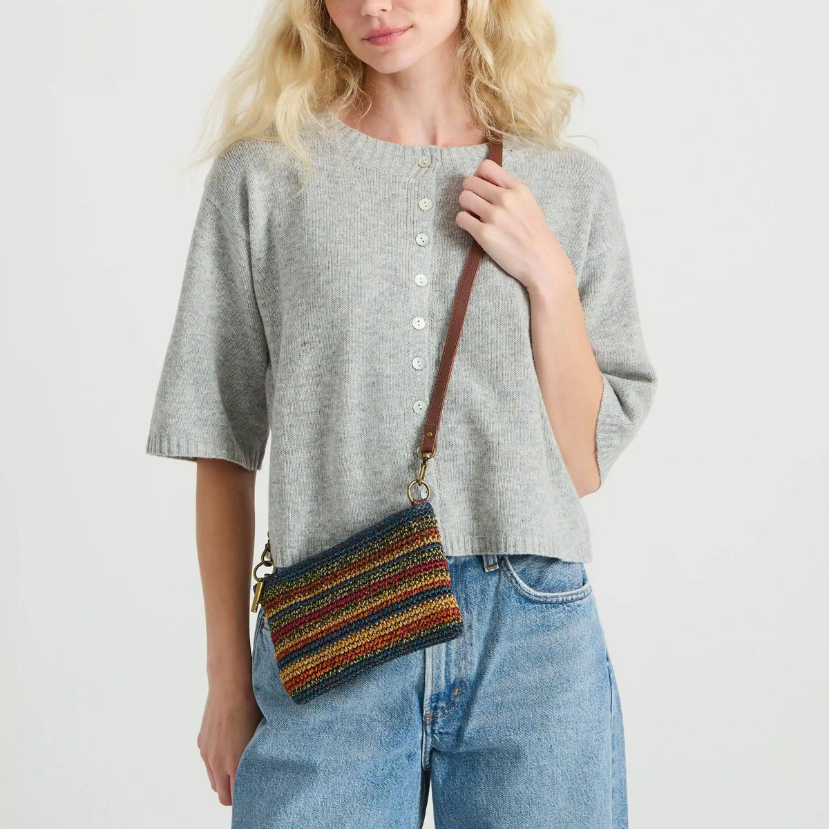 Vita Convertible Wristlet - Hand Crochet - Woodland Stripe