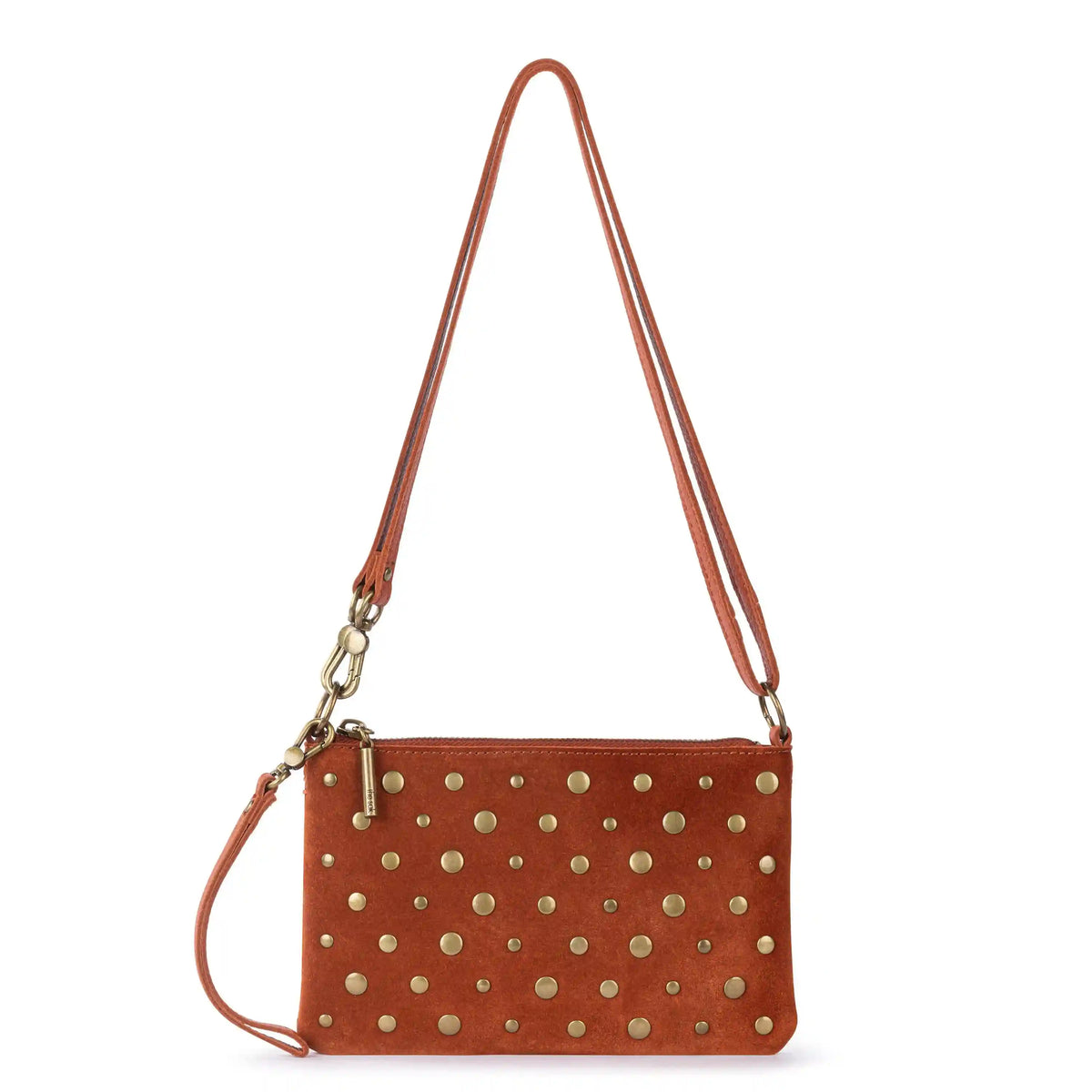 Vita Convertible Wristlet - Leather - Persimmon Suede Gold Stud