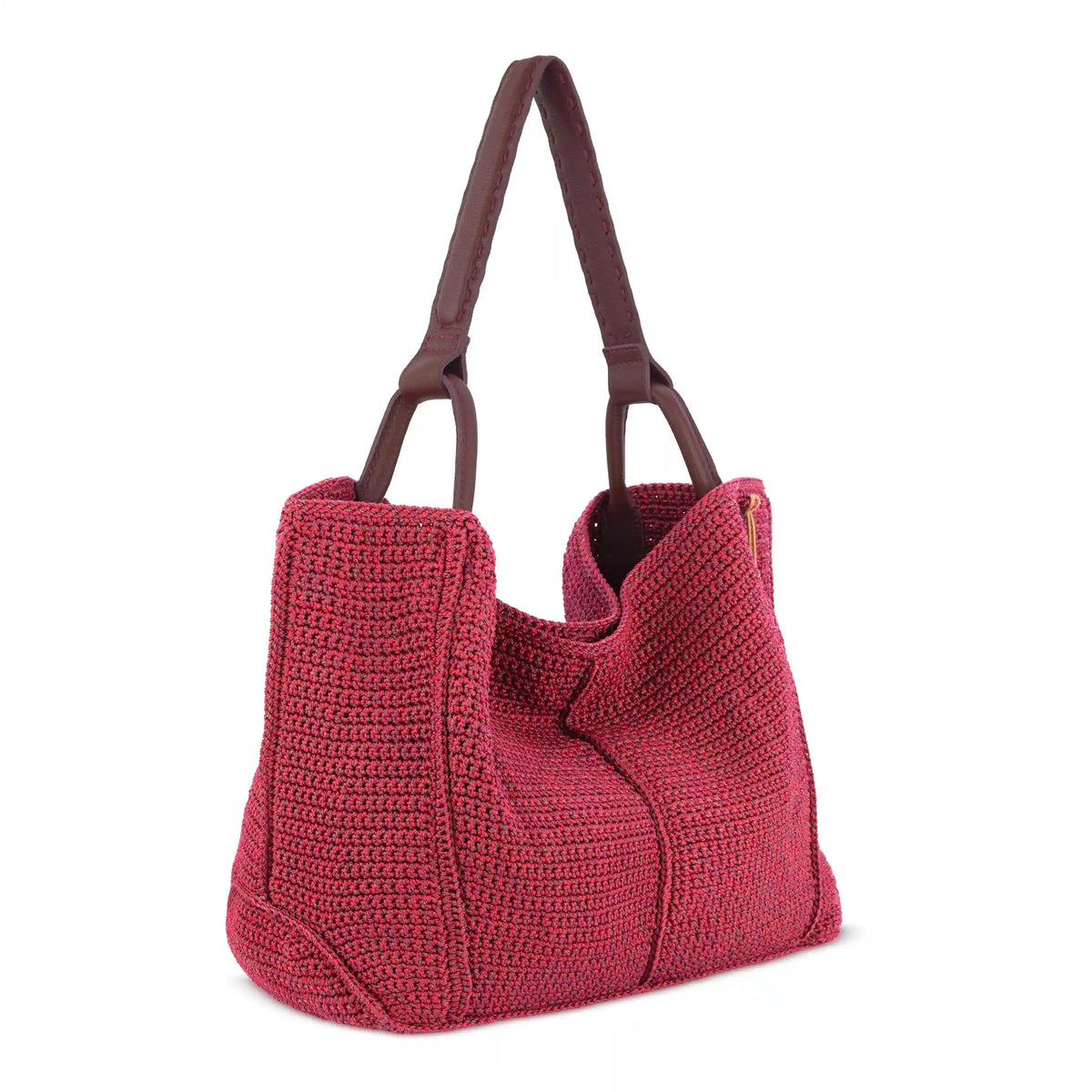 Los Feliz Large Tote - Hand Crochet - Black Cherry Static