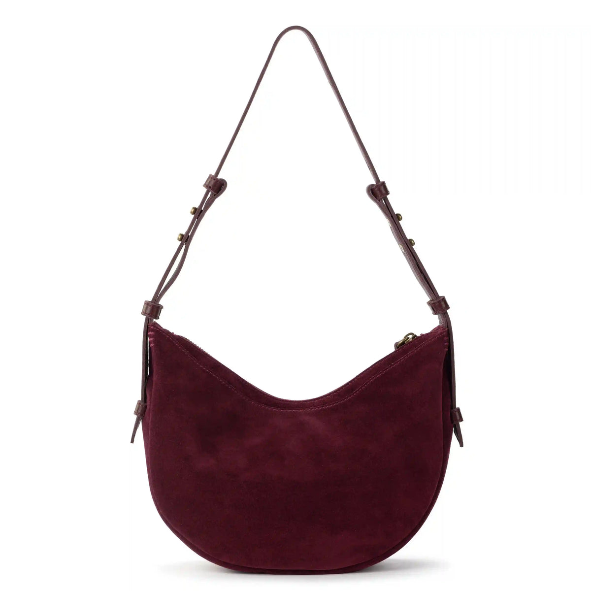 Tess Shoulder Bag - Leather - Black Cherry Suede