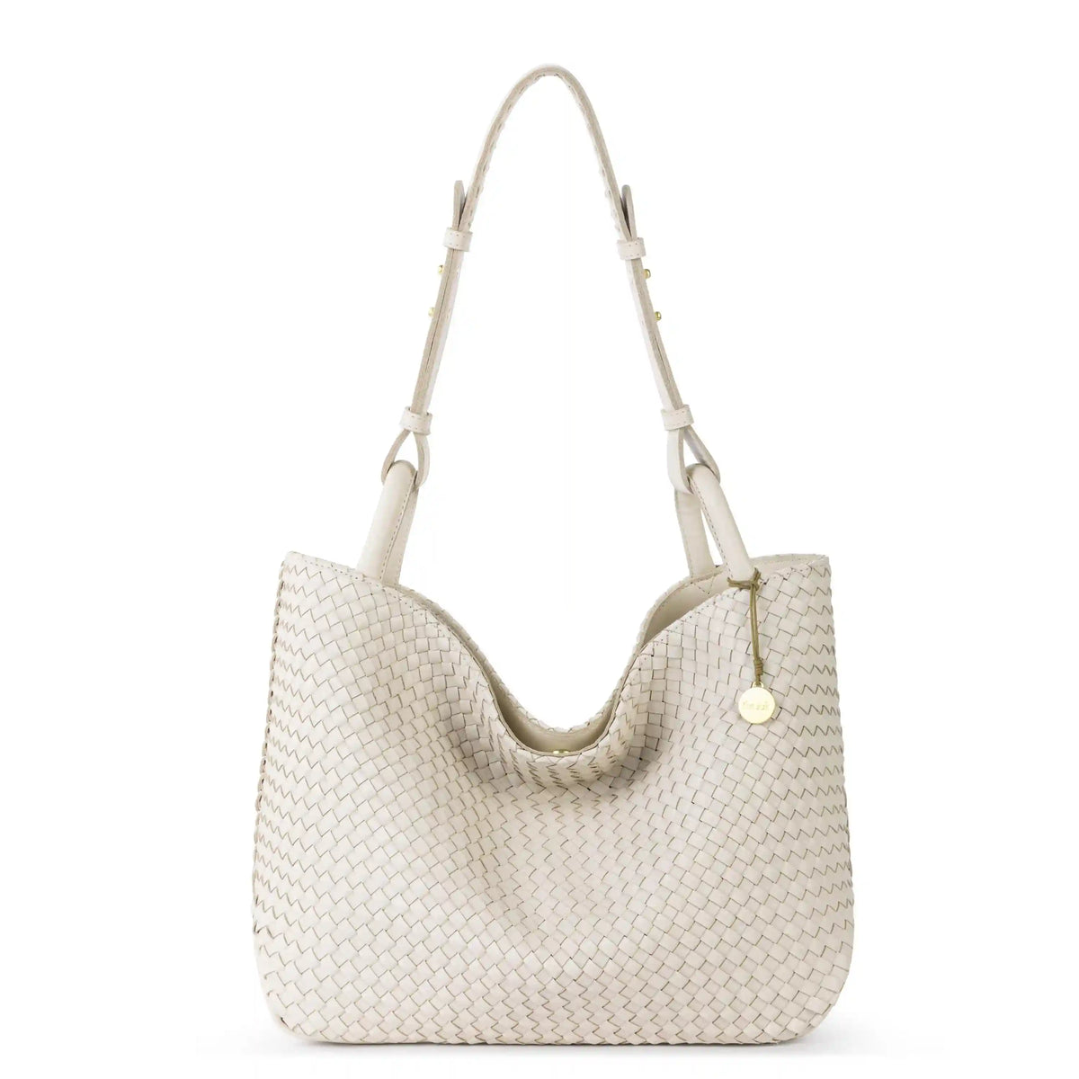 Los Feliz Medium Tote - Leather - Stone Woven
