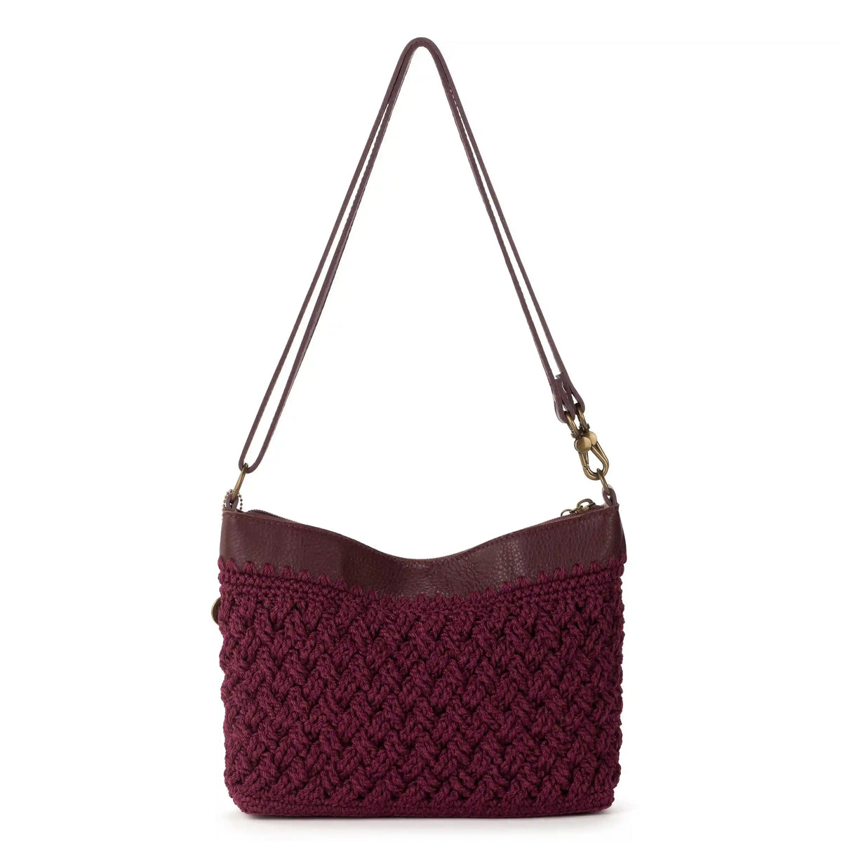 Lumi Crossbody - Hand Crochet - Black Cherry Cozy Weave