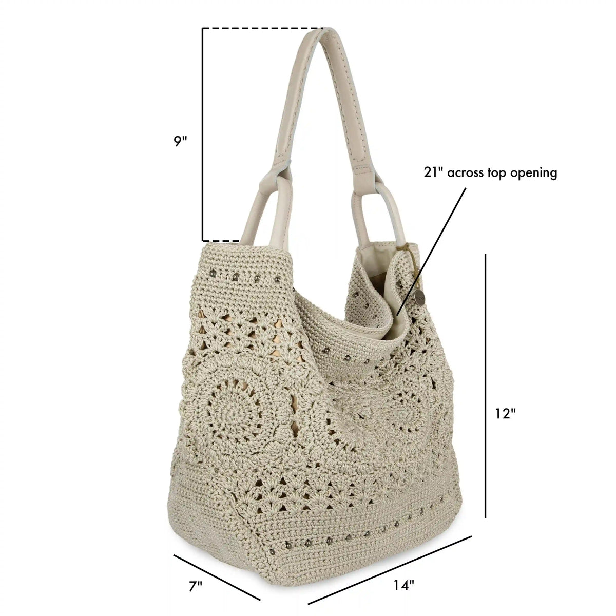 Los Feliz Large Tote - Hand Crochet - Natural Medallion