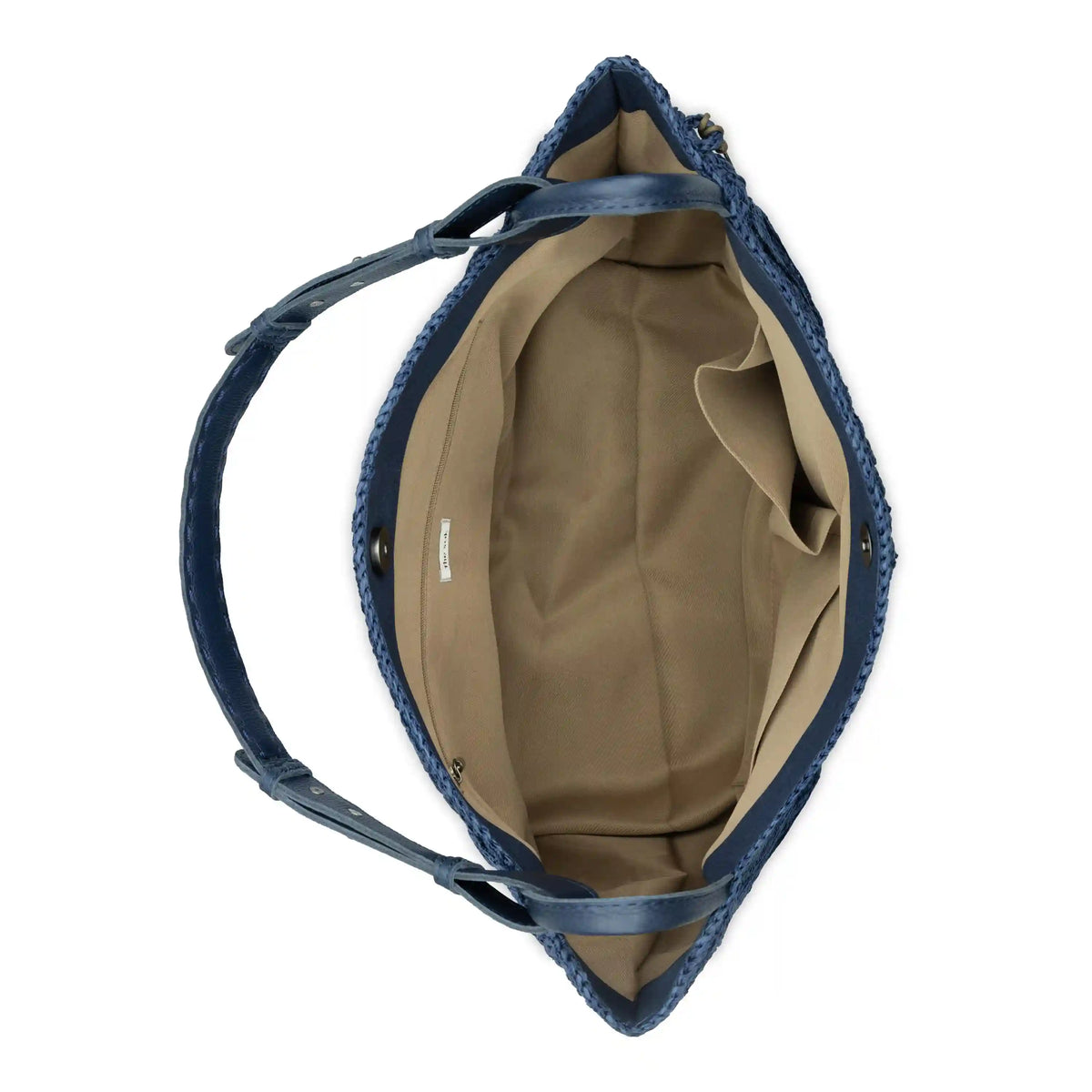 Los Feliz Medium Tote - Hand Crochet - Denim Tonal Straw