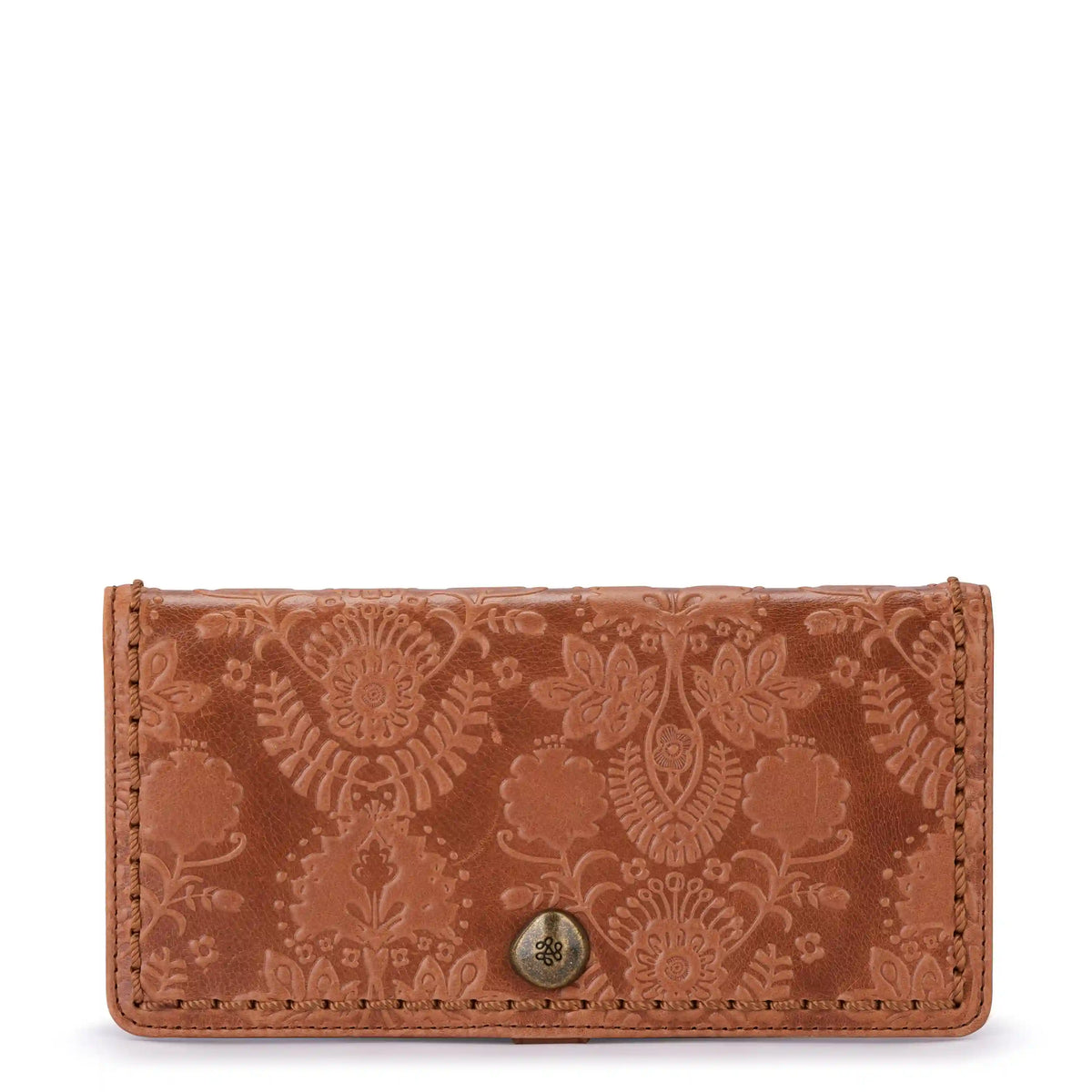 Mira Large Wallet - Leather - Tobacco Floral Embossed