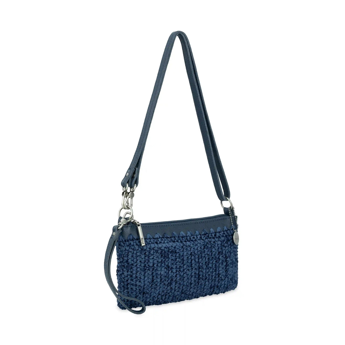 Vita Convertible Wristlet - Hand Crochet - Denim Tonal Straw