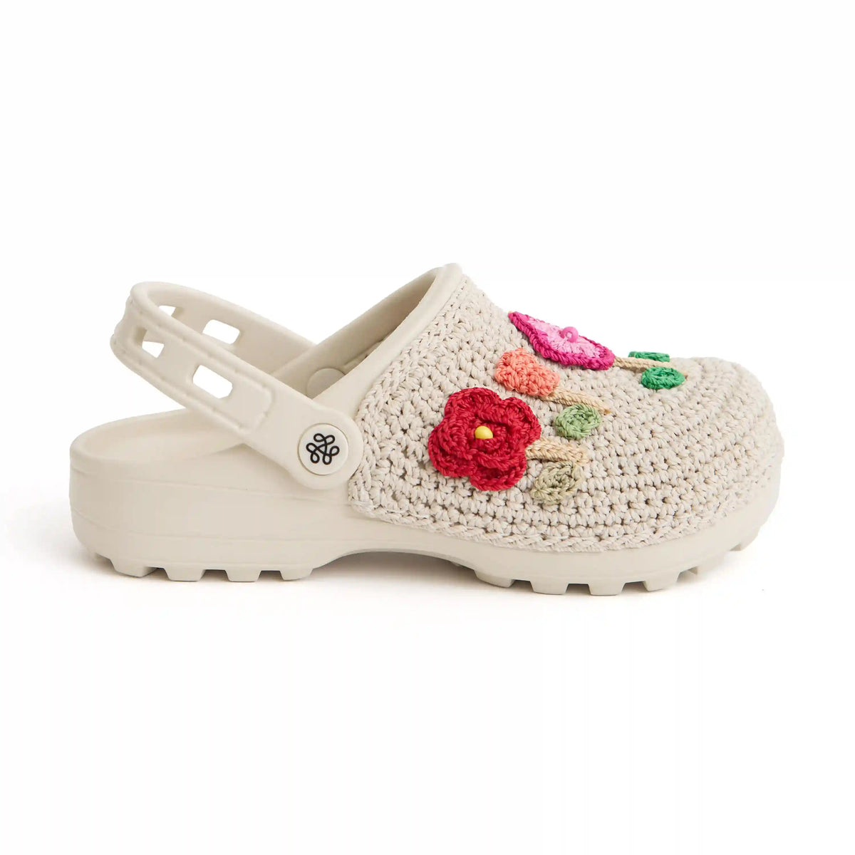 Bolo Clog - Hand Crochet - Flower Ecru