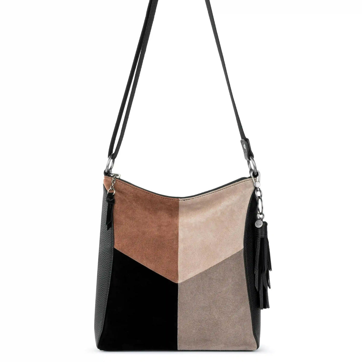 Lucia Crossbody - Leather - Neutral Suede Block