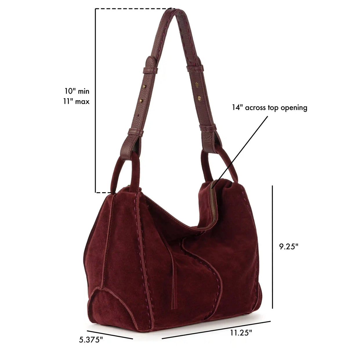 Los Feliz Hobo - Leather - Black Cherry Suede