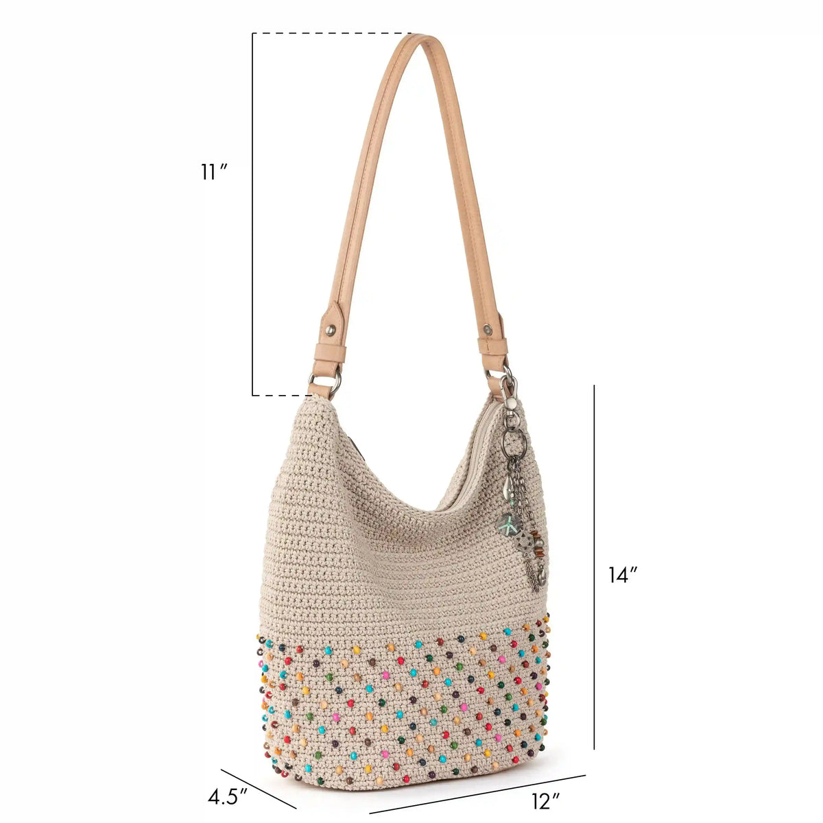 Sequoia Hobo - Hand Crochet - Ecru Multi Beads