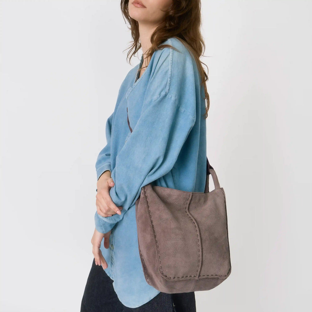 Los Feliz Crossbody - Leather - Mushroom Suede