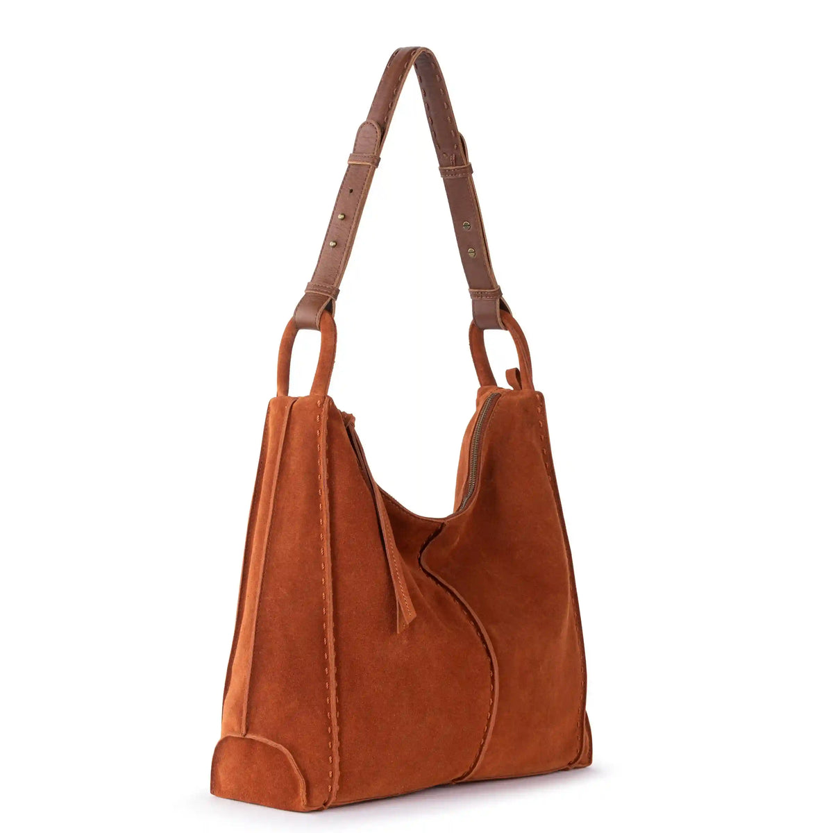 Los Feliz Bucket Hobo - Leather - Persimmon Suede