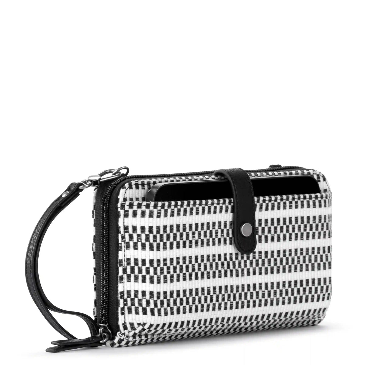 Smartphone Wallet - Straw - Black and White Woven