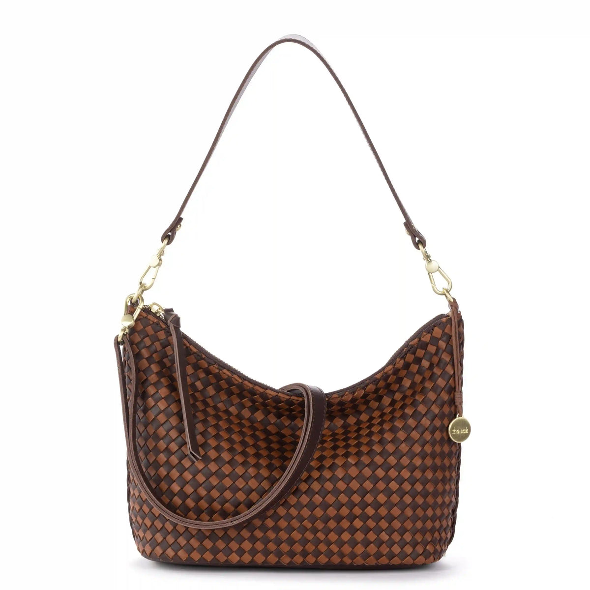 Juniper Small Hobo - Leather - Woven Mahogany Cognac