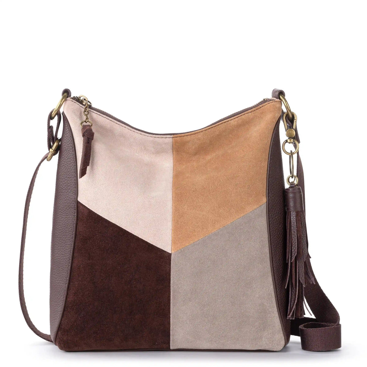 Lucia Crossbody - Leather - Mahogany Suede Block