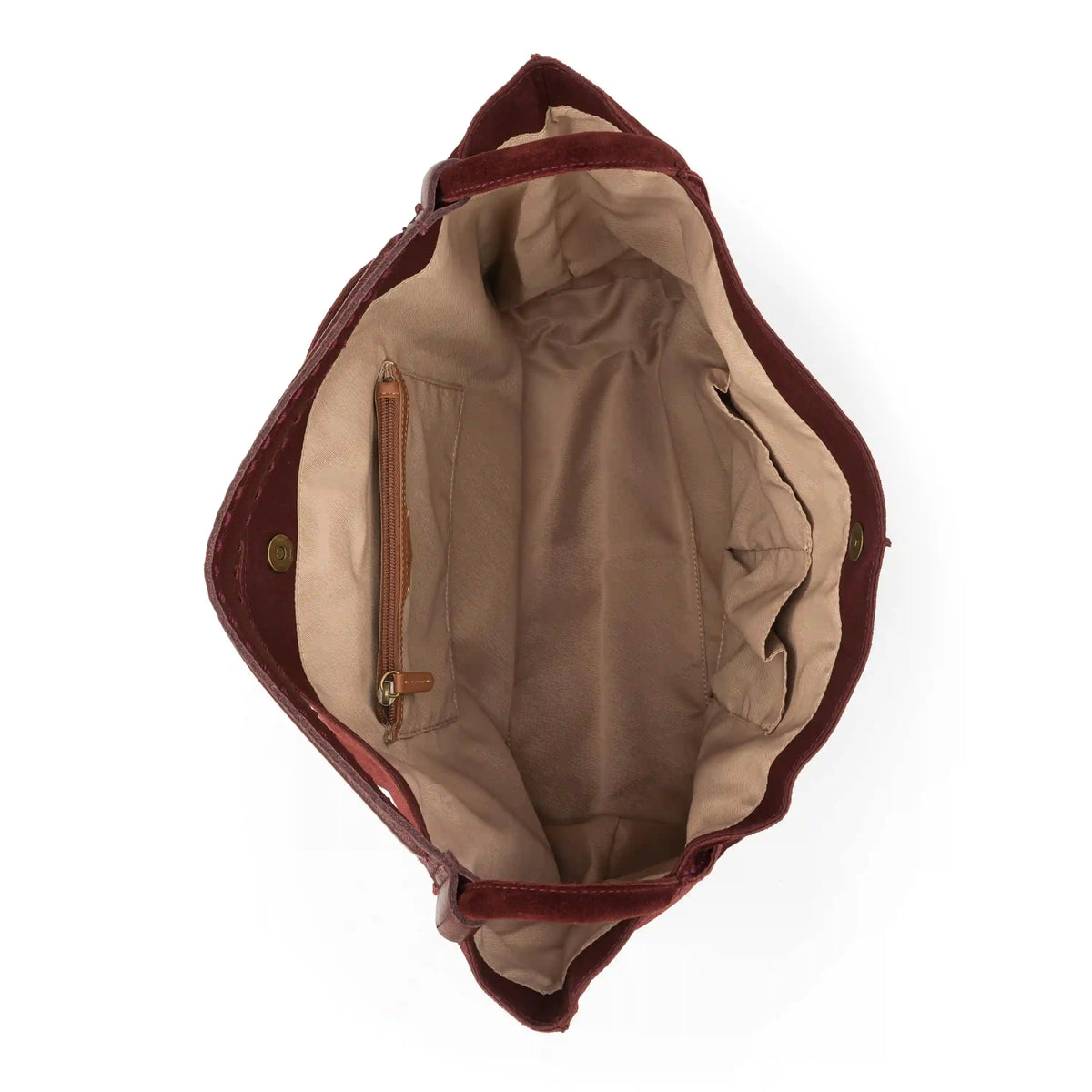 Los Feliz Large Tote - Leather - Black Cherry Suede