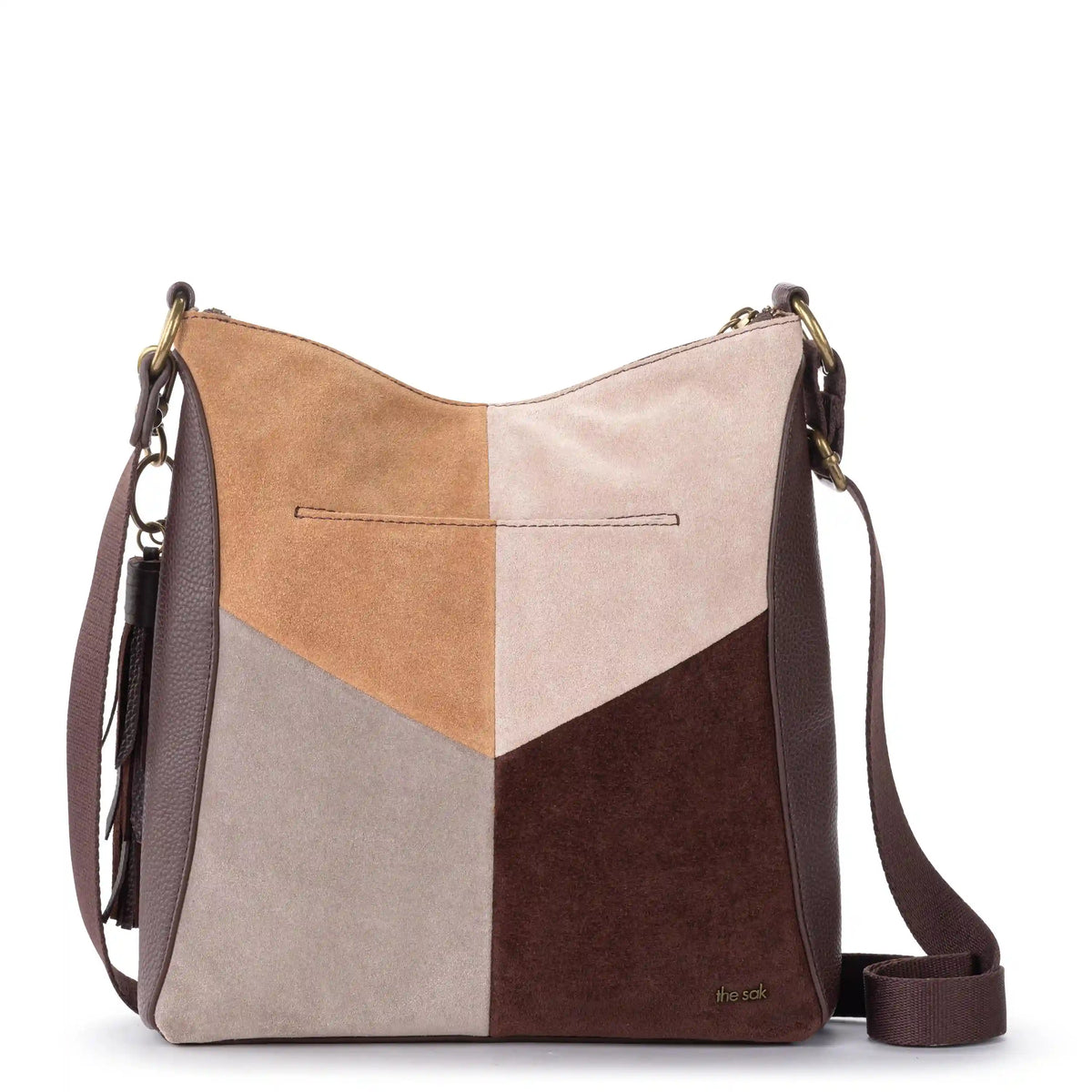 Lucia Crossbody - Leather - Mahogany Suede Block