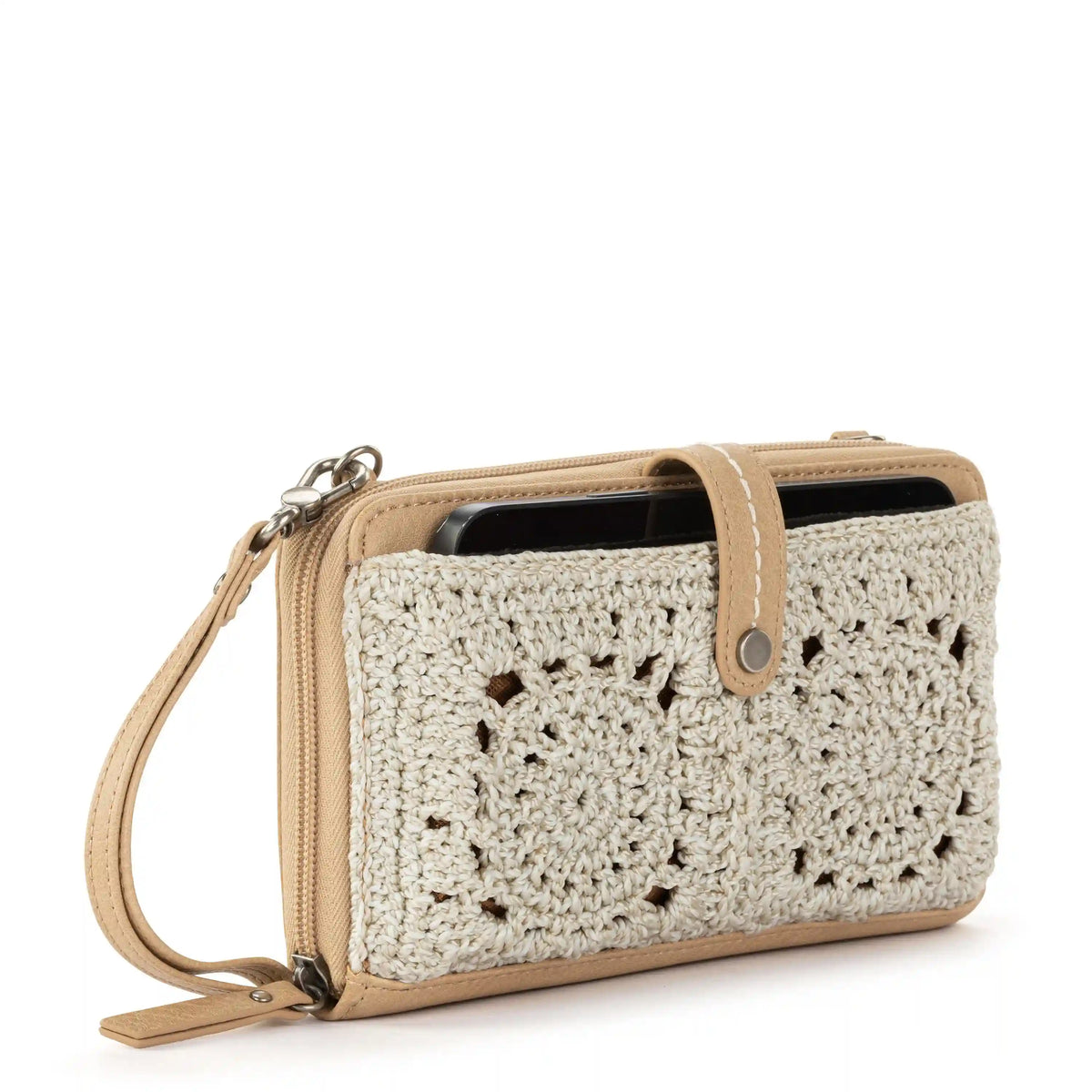 Iris Smartphone Wallet - Hand Crochet - Natural Medallion