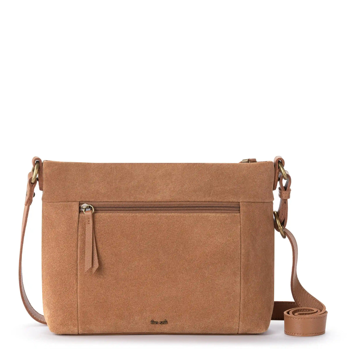 Melrose Crossbody - Leather - Tan Suede Whimsy Floral
