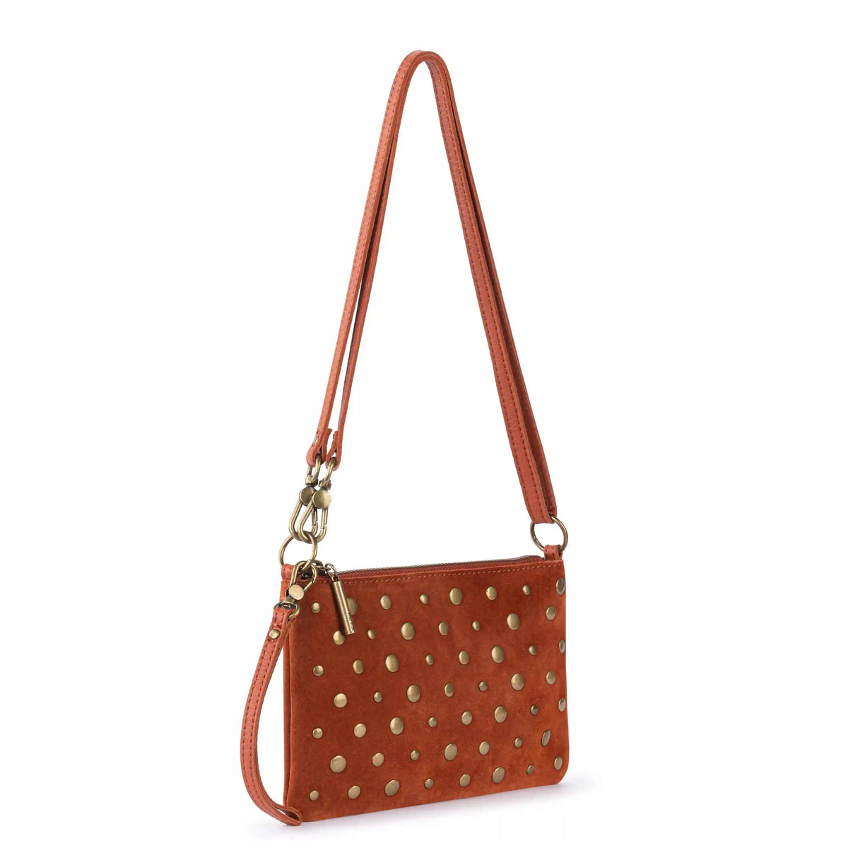 Vita Convertible Wristlet - Leather - Persimmon Suede Gold Stud