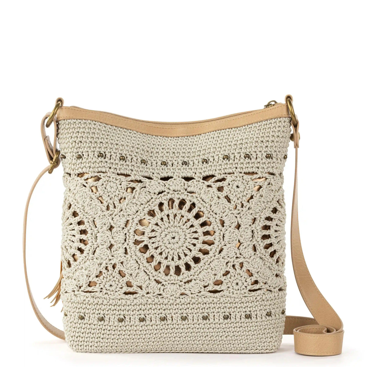 Lucia Crossbody - Hand Crochet - Natural Medallion