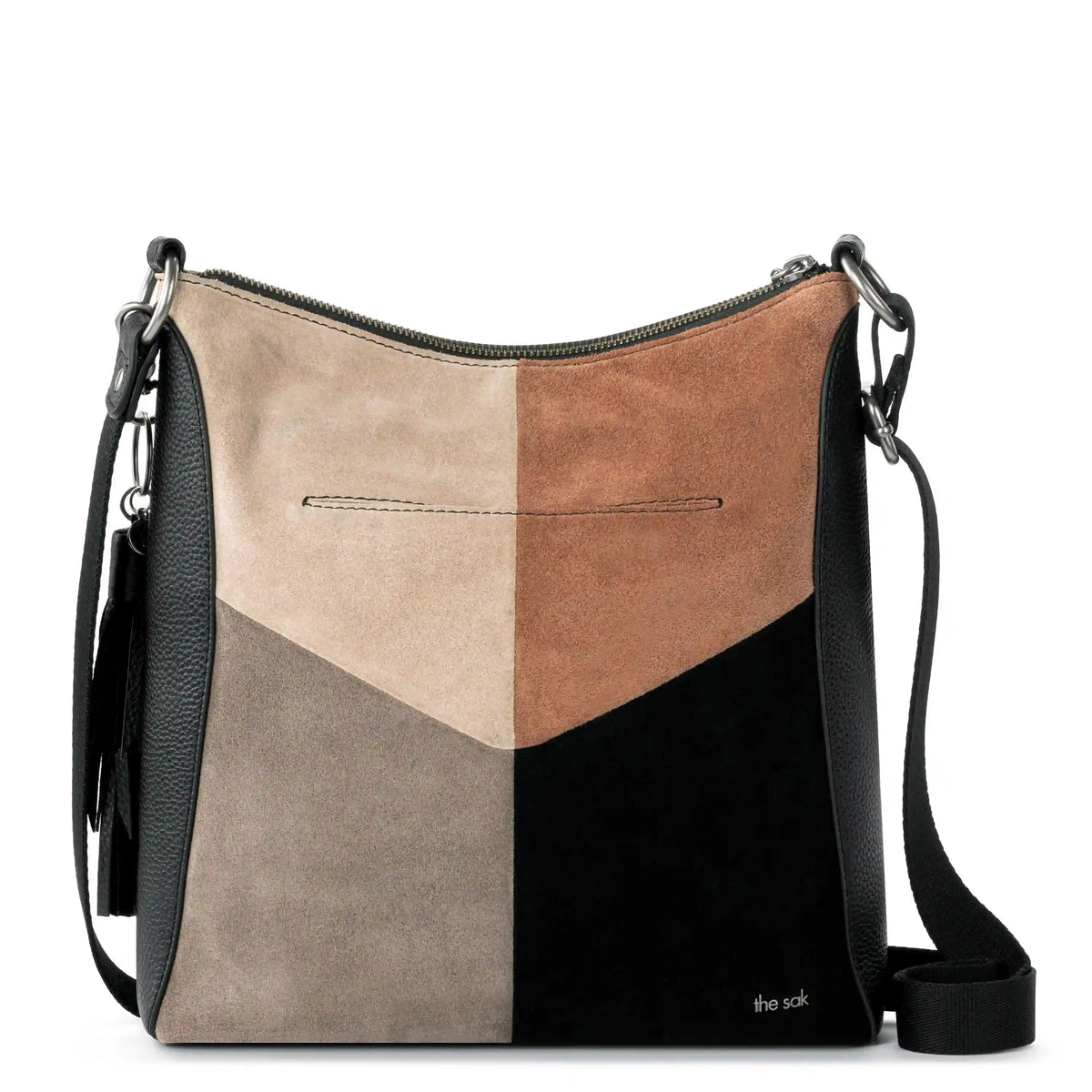 Lucia Crossbody - Leather - Neutral Suede Block