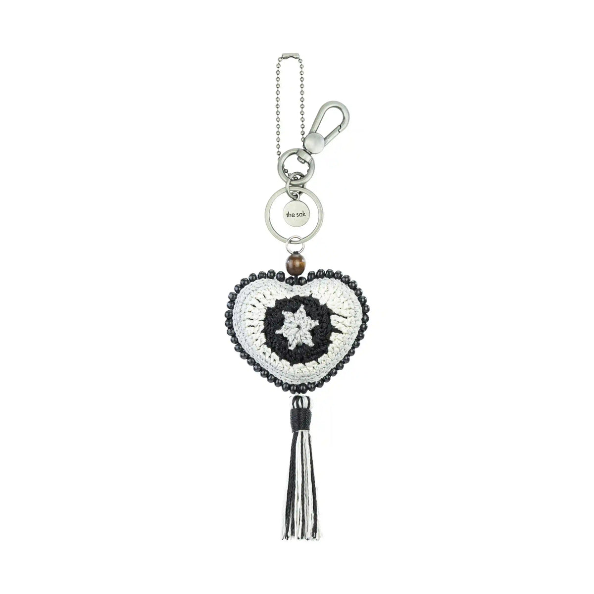 Yarnicharmz Dangle - Hand Crochet - Black Sparkle Patch Heart