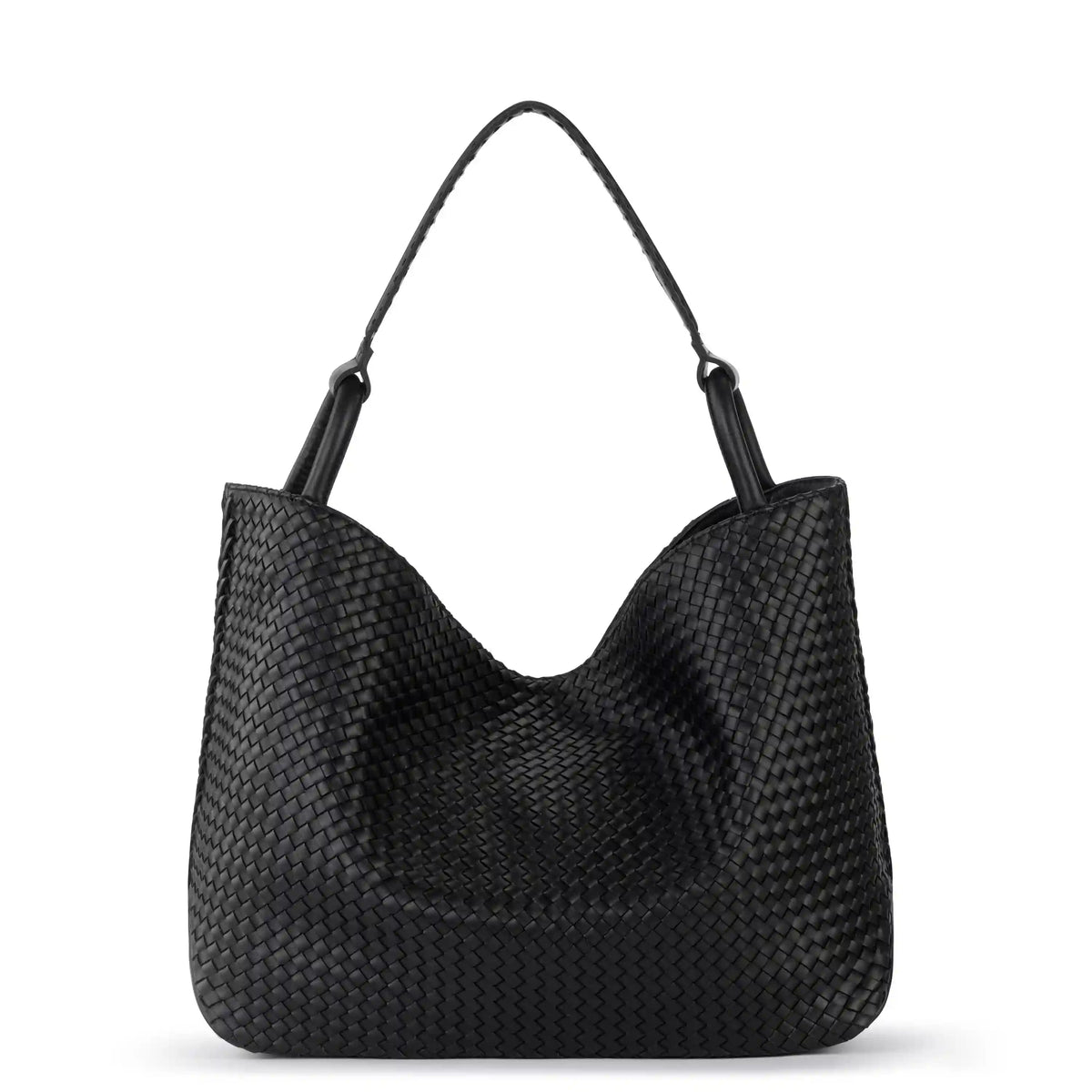 Los Feliz Large Tote - Leather - Woven Black